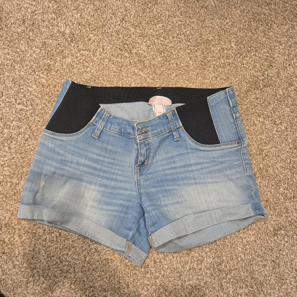 Isabel Maternity Shorts Elastic Pockets Size 4/27 Light Jean
